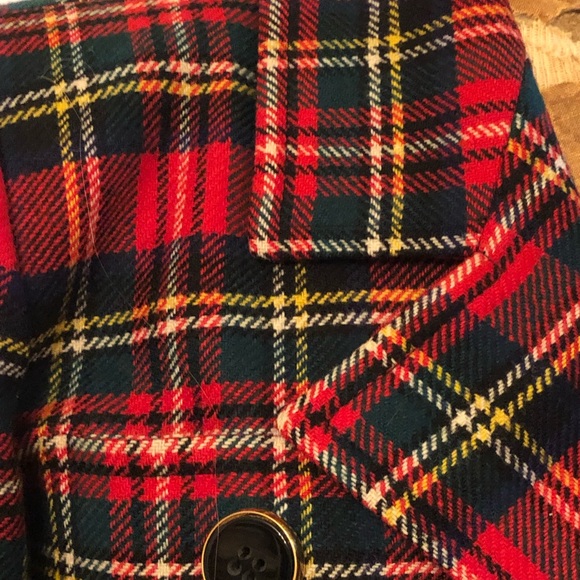 Vintage Yves Saint Laurent plaid wool jacket red fitted with shoulder pads 40 - Picture 5 of 8